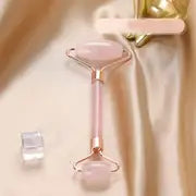 Rose Quartz Roller Set, Artificial Jade Double-Ended Facial Beauty Stick Manual Massager, 4pcs Seasonal Use